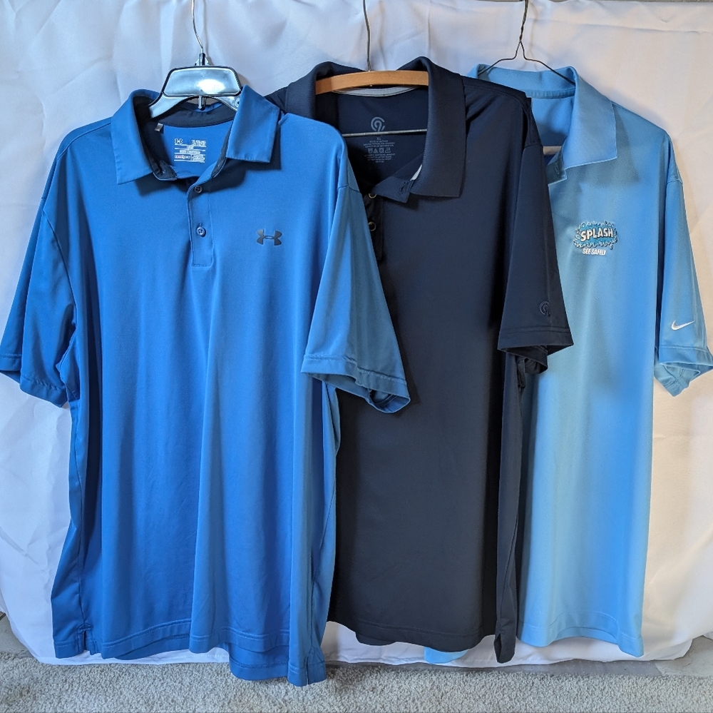 Lot of Blue Men's Athletic Shirt Polo, Champion, Nike, Under Armour XL/L 👕